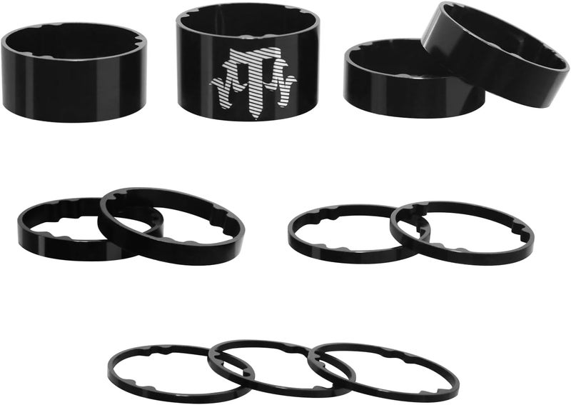 ZTZ 11PCS Headset Spacer Set for 1-1/8 Fork Stem - Aluminum Carbon Fiber Washer Kit (20 15 10 5 3 2 mm) Bicycle Threadless Ultralight Spacers, Compatible with MTB, Road, BMX, Folding Bikes - Image 1